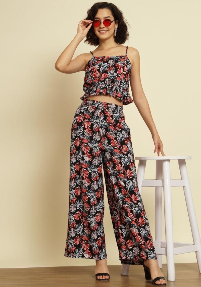 Snazzyhunt Black Leaf Printed Co-ord Set