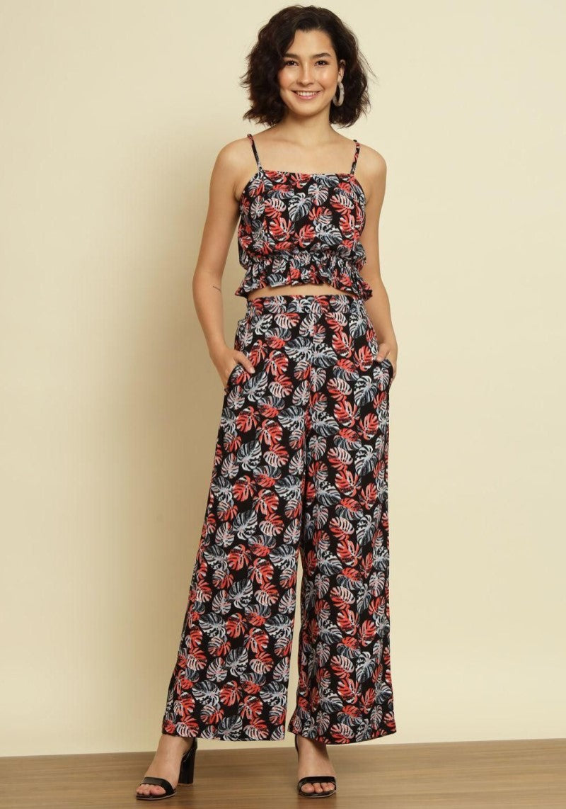 Snazzyhunt Black Leaf Printed Co-ord Set