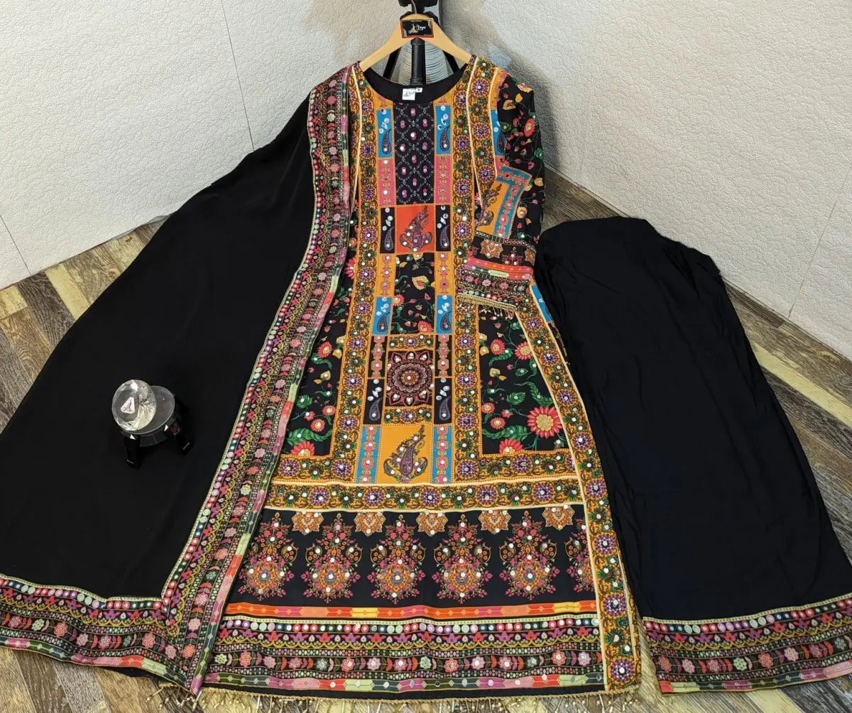 Beautiful Designer Block Print Pakistani Suit With Dupatta