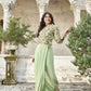 Classic Tea Green Drape Style Indo-Western Top And Bottom Co-ord