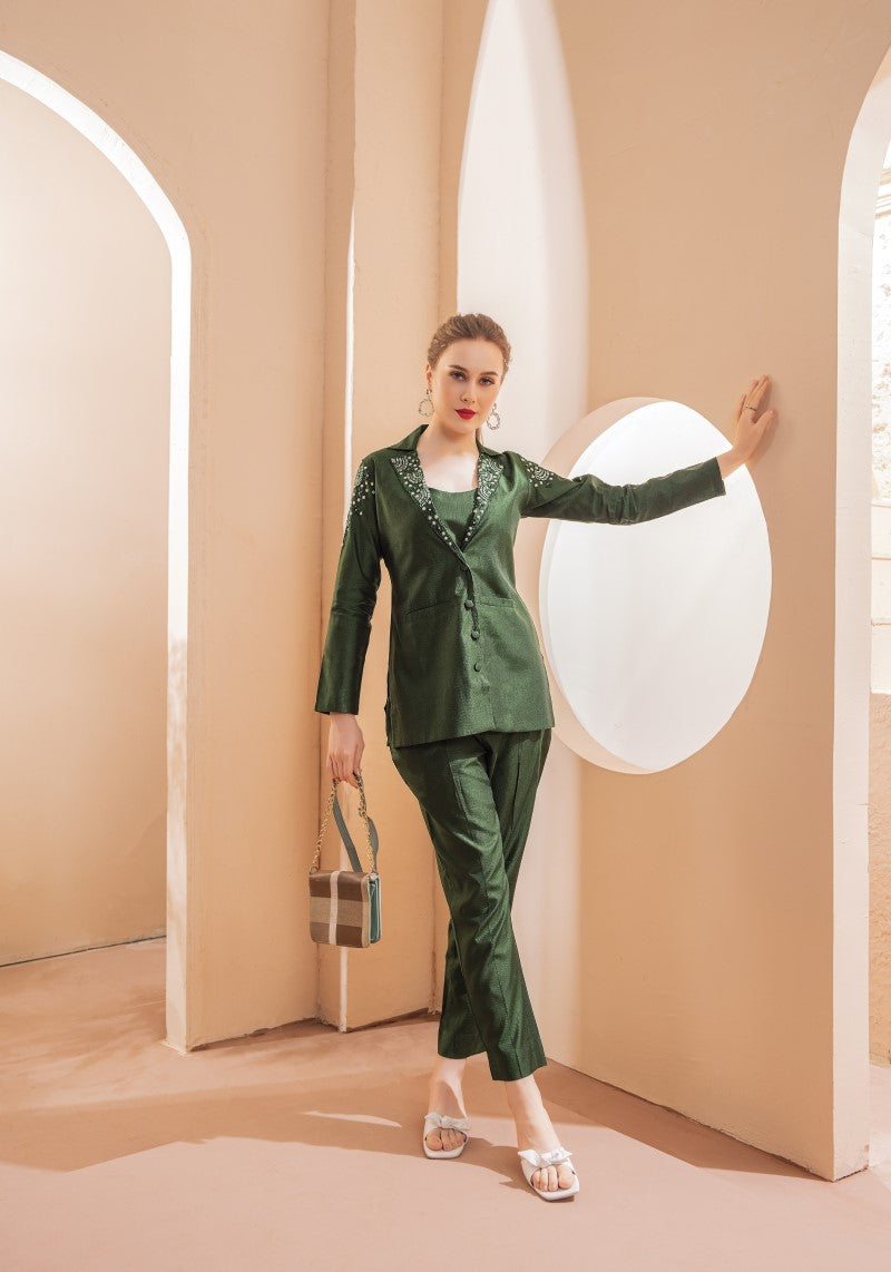 Showy Green Indo-Western Dress