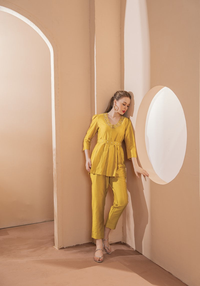 Showy Yellow Indo-Western Dress