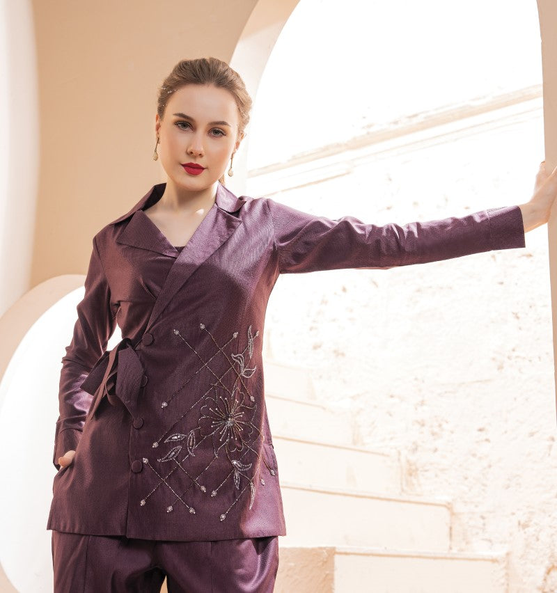 Showy Mauve Indo-Western Dress