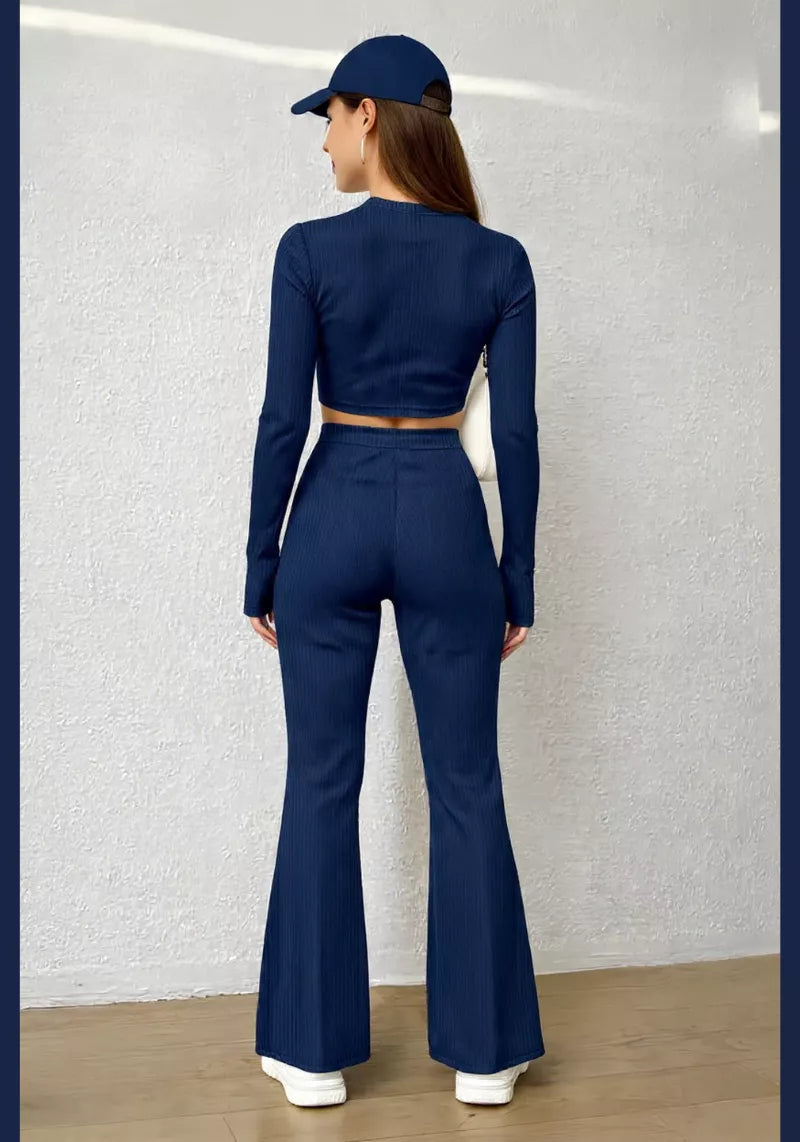 Urban Ribbed Crop Top & Flared Co-Ord Set