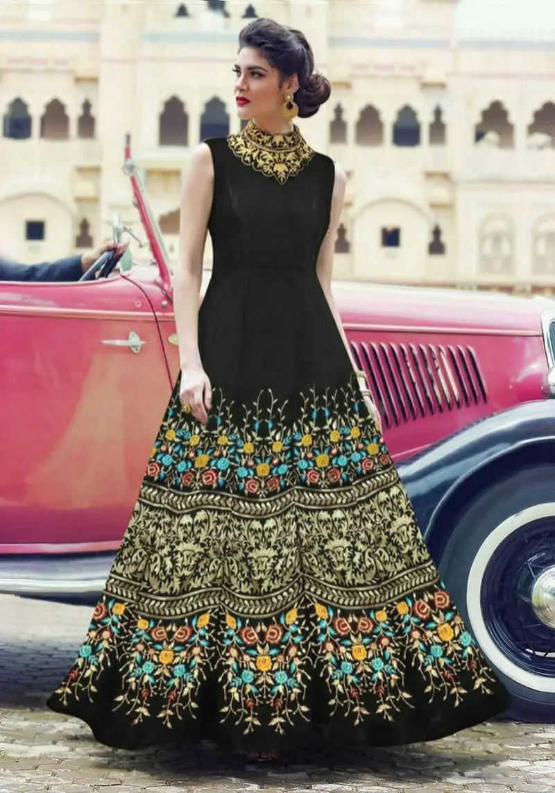 Radiant Banglori Silk Embroidered Party Gown