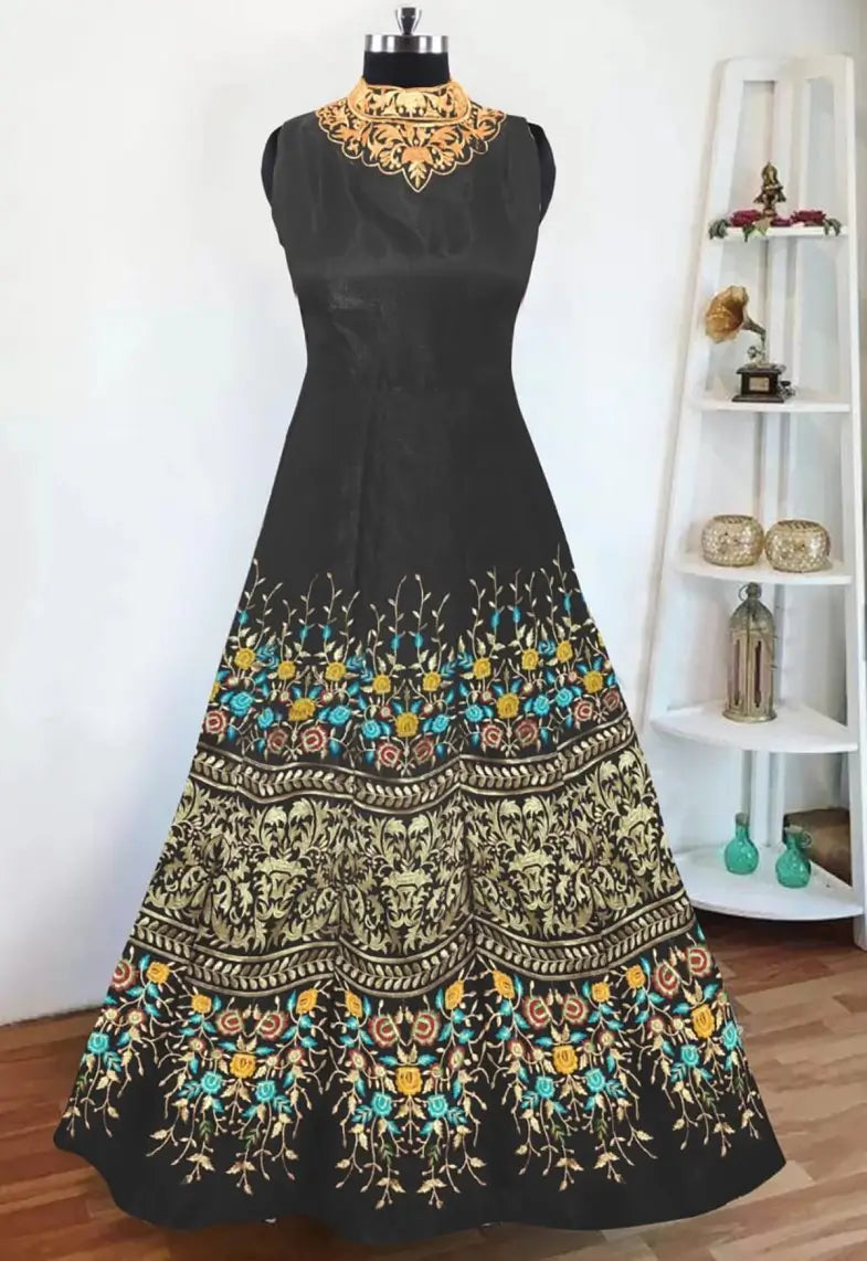 Radiant Banglori Silk Embroidered Party Gown