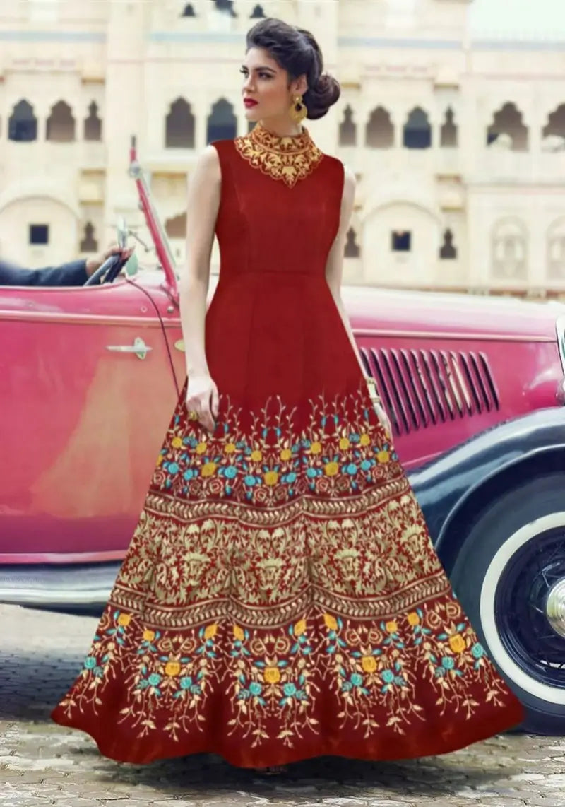 Radiant Banglori Silk Embroidered Party Gown
