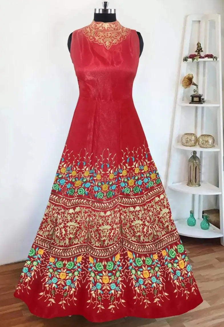 Radiant Banglori Silk Embroidered Party Gown