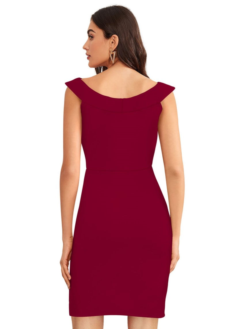 Women Off Shoulder Slim Fit Bodycon Dress