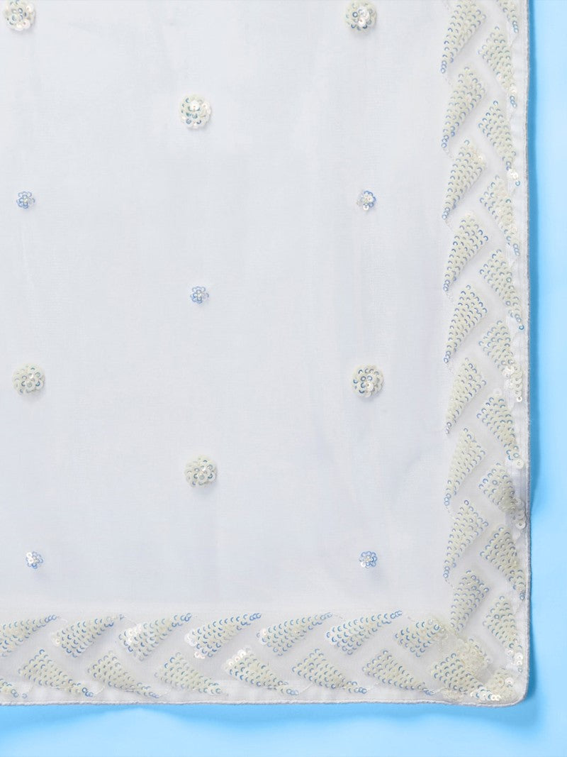 Ethereal Ivory Soft Net Sequin Embroidered Lehenga