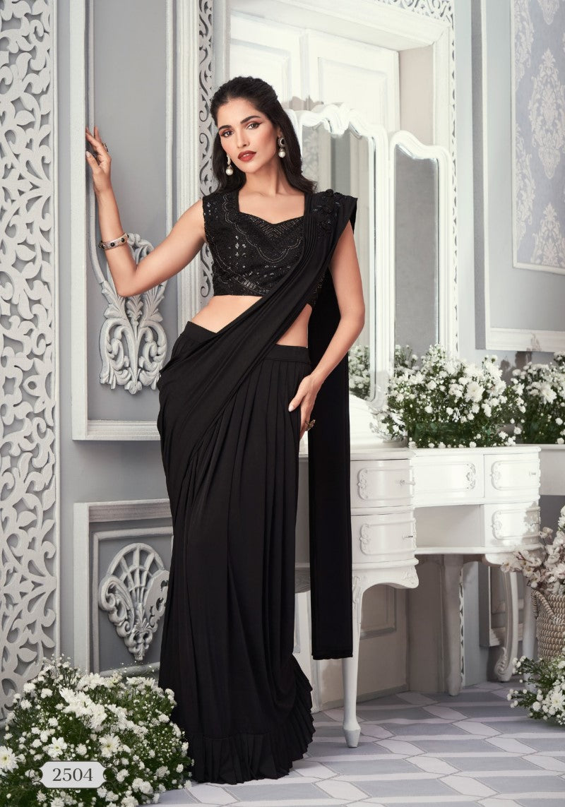 Lycra Trendy Designer Saree With Blouse