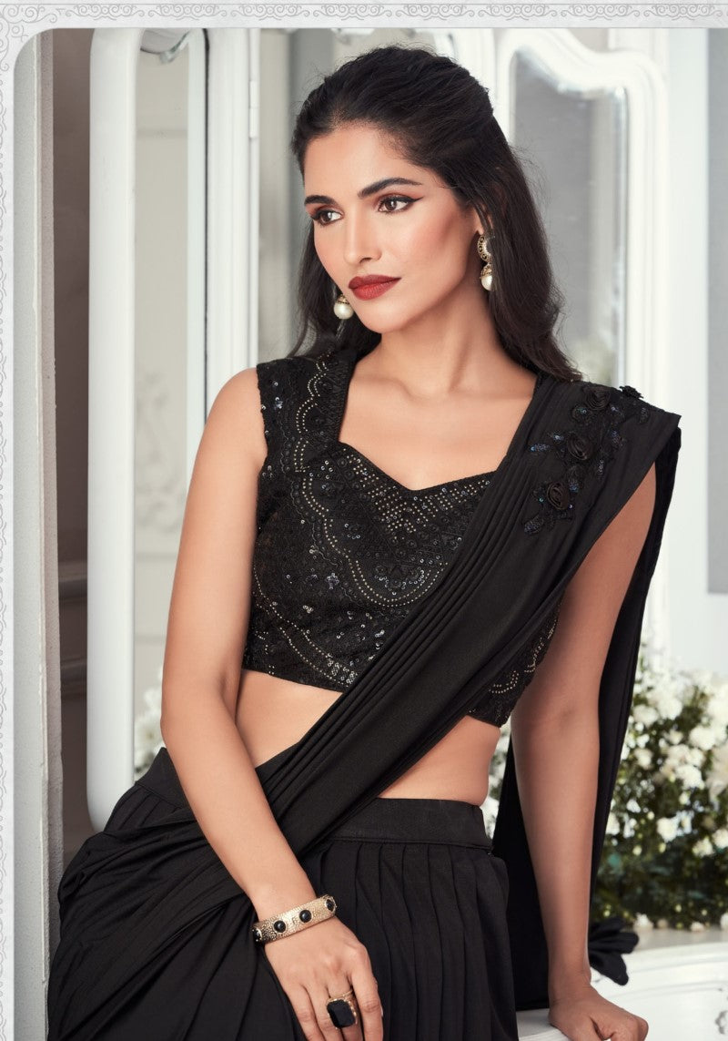 Lycra Trendy Designer Saree With Blouse