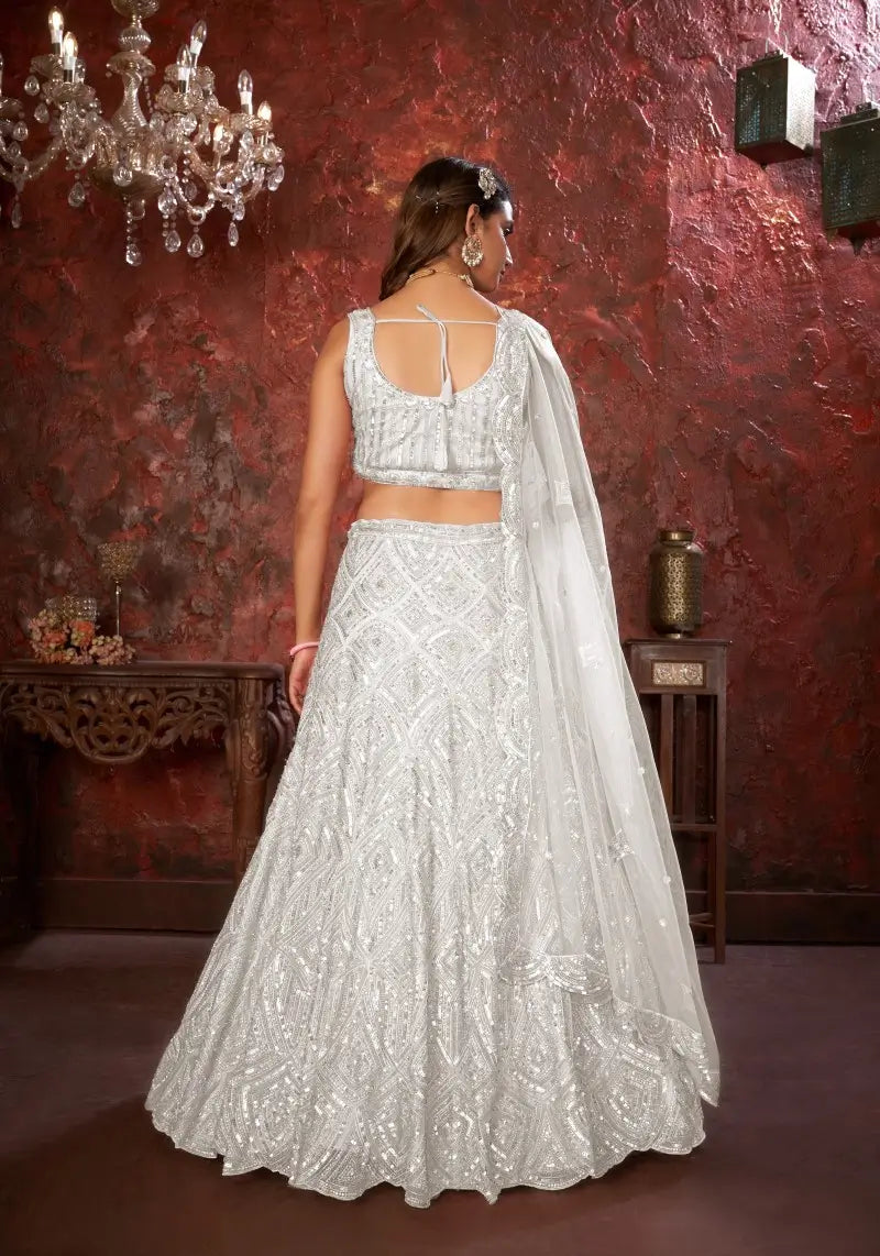 Designer Splendid White Embellished Lehenga Choli