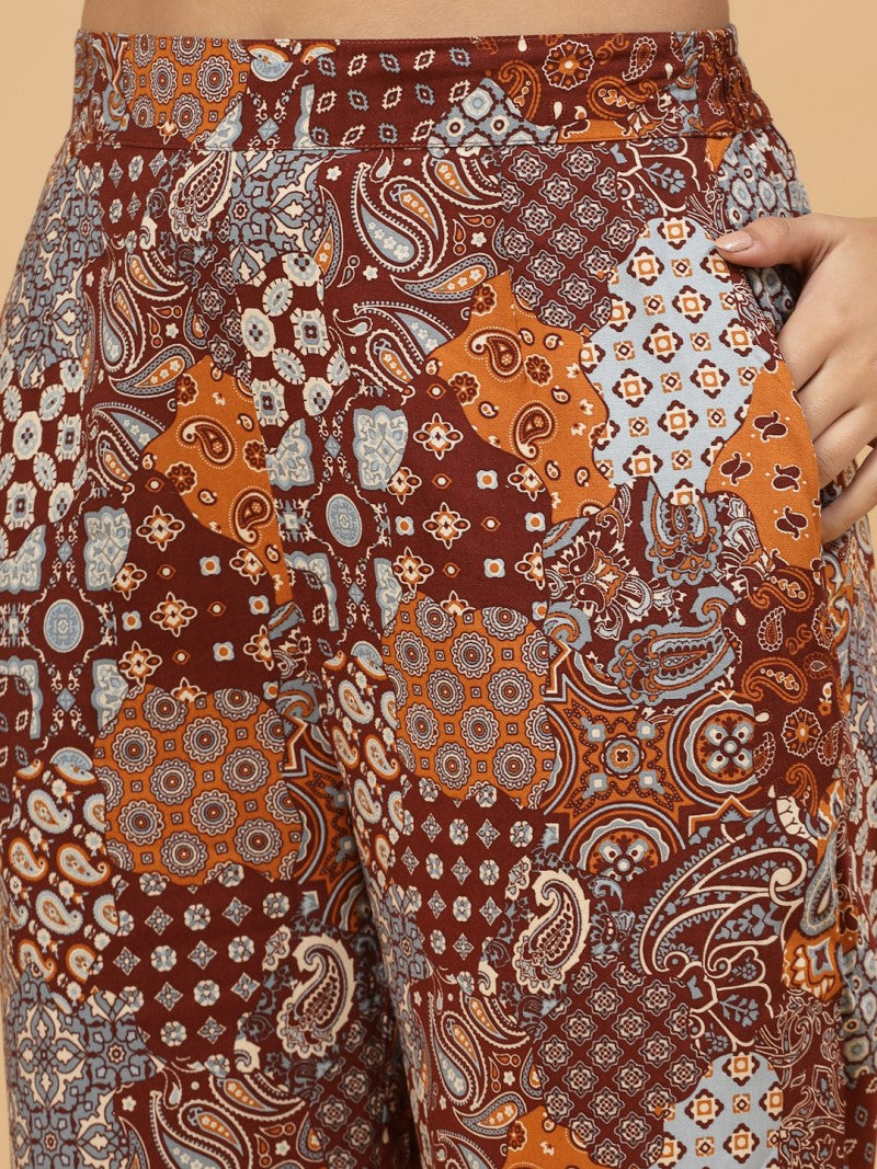 Women Brown Paisley Print Co-ord