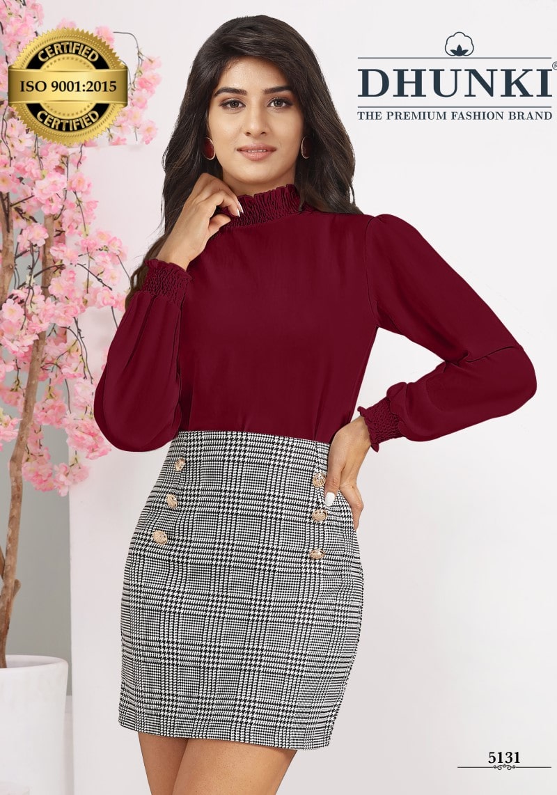 Maroon Bishop Sleeves Vista georgette Designer Top