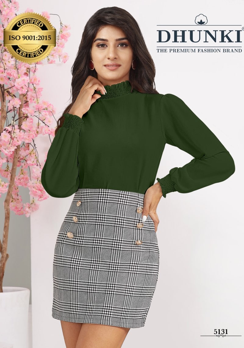 Olive Green Bishop Sleeves Vista georgette Designer Top