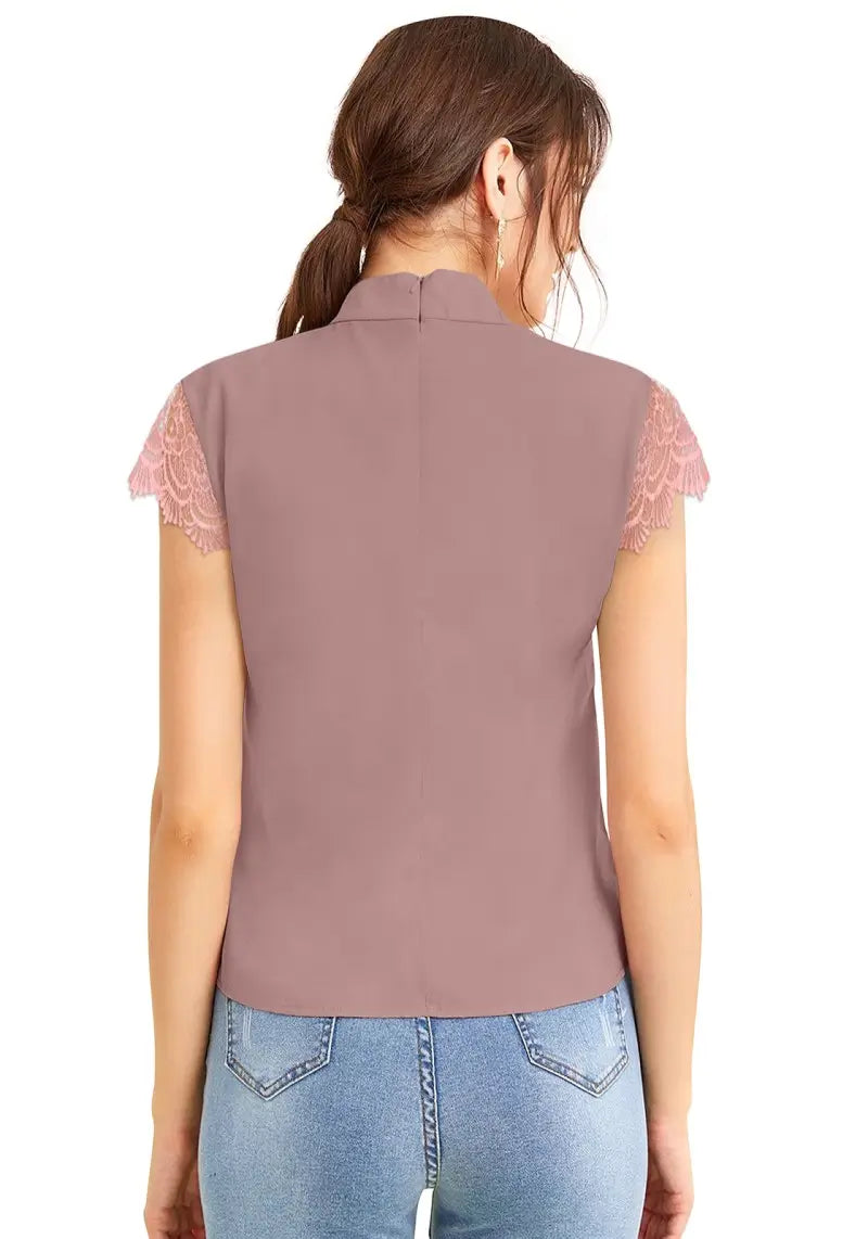 Stylish Georgette Keyhole Top with Designer Lace Sleeves
