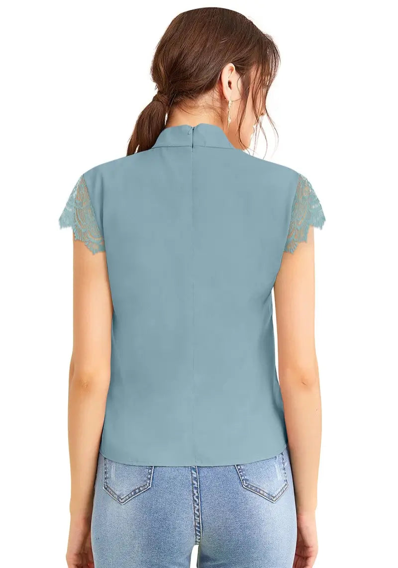 Stylish Georgette Keyhole Top with Designer Lace Sleeves
