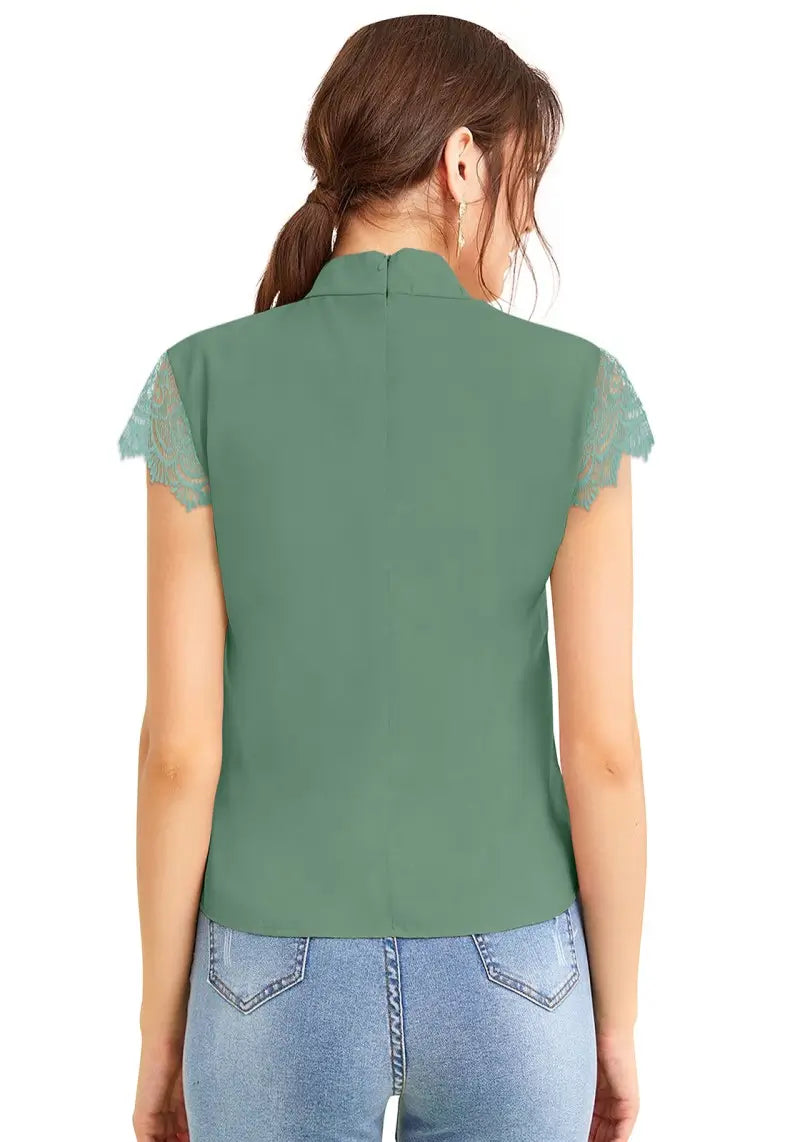 Stylish Georgette Keyhole Top with Designer Lace Sleeves