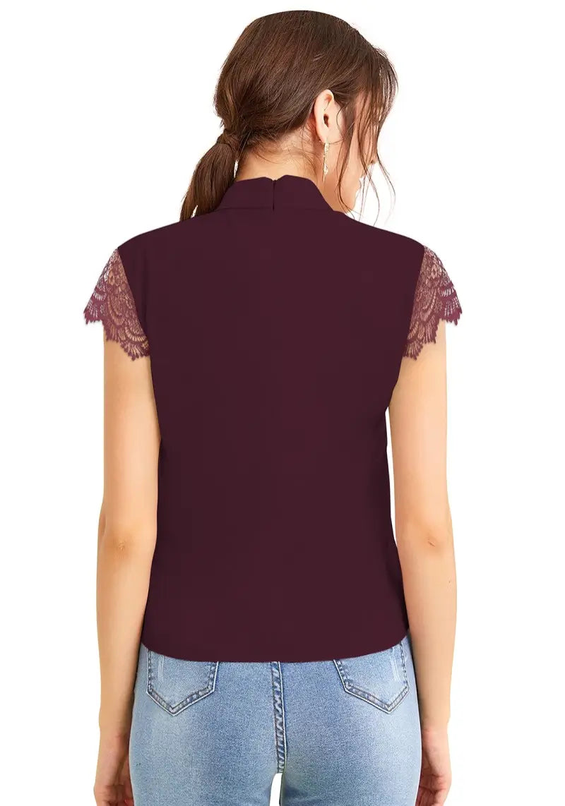 Stylish Georgette Keyhole Top with Designer Lace Sleeves