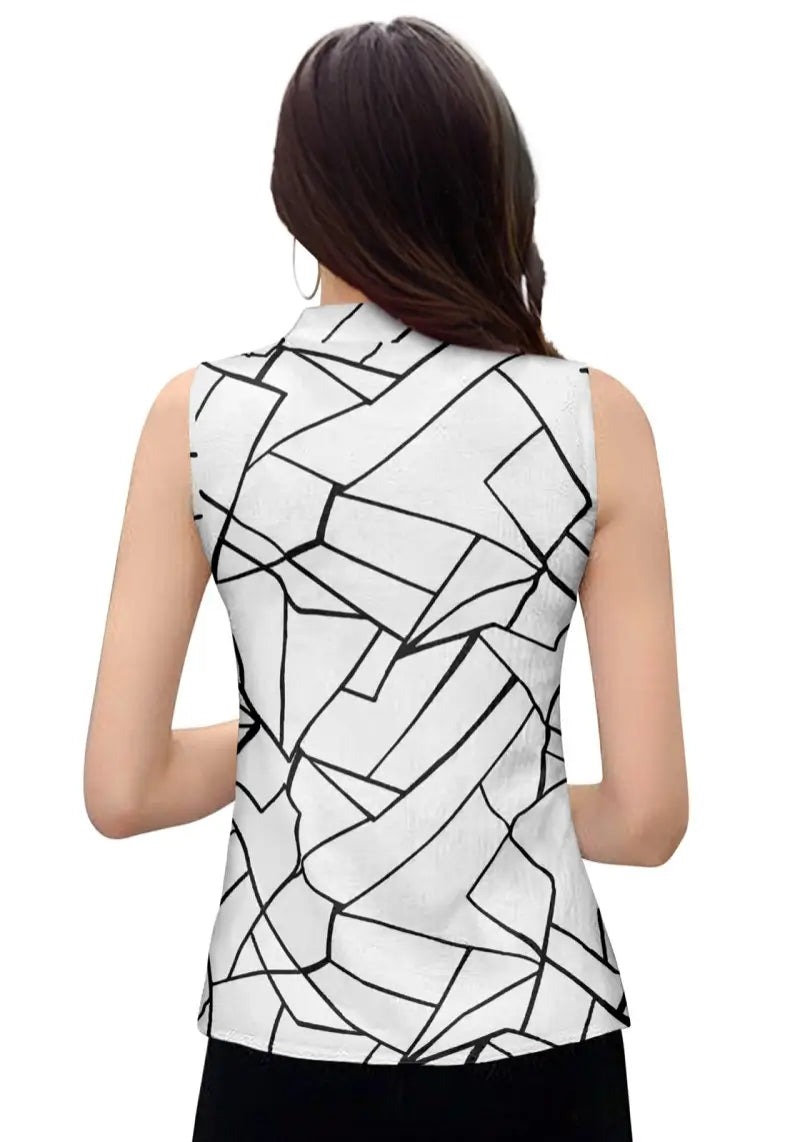 Stylish Geometric Print Sleeveless Top in Soft Cotton Blend