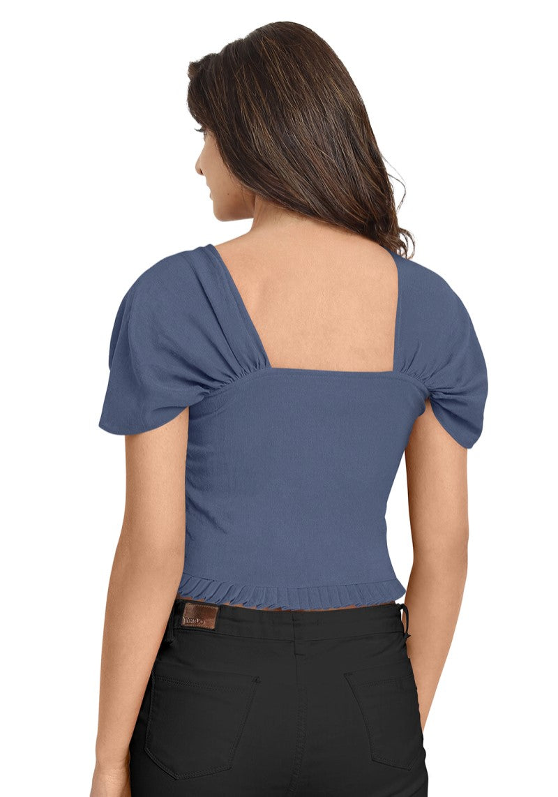 Women’s Classy Short Sleeves Square Neck Crop Top