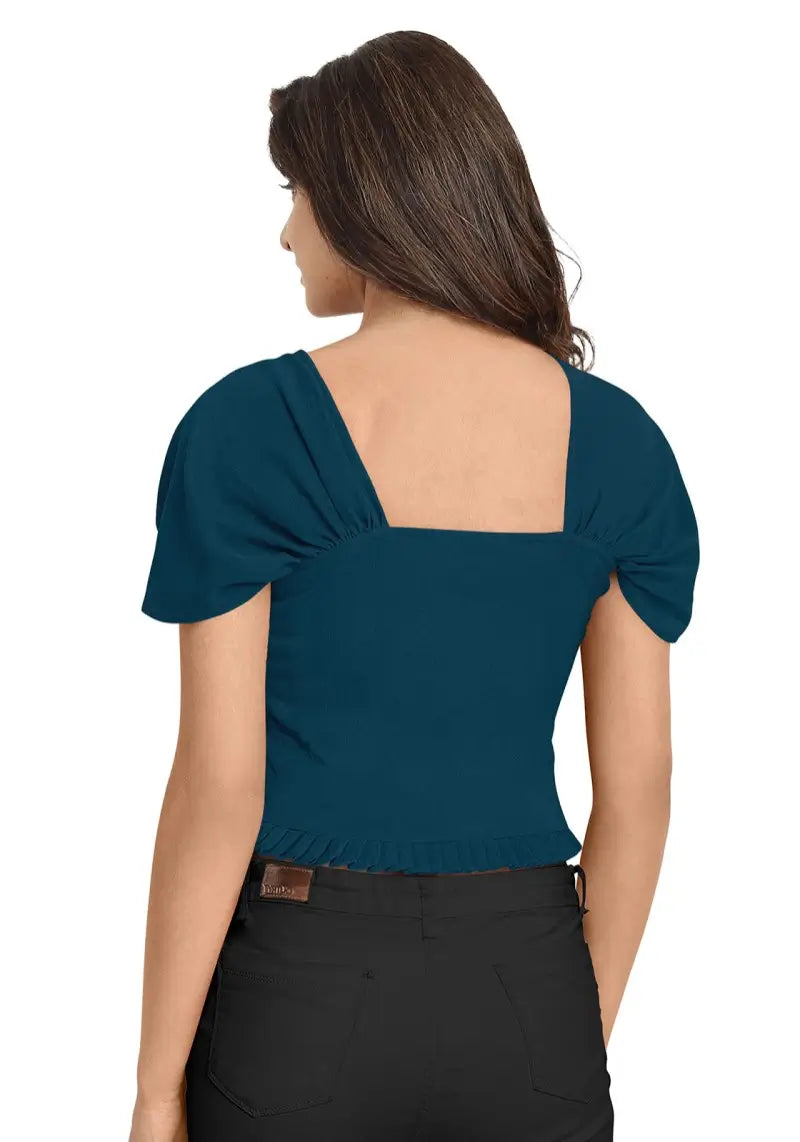 Women’s Classy Short Sleeves Square Neck Crop Top