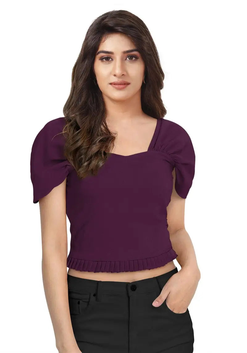 Women’s Classy Short Sleeves Square Neck Crop Top