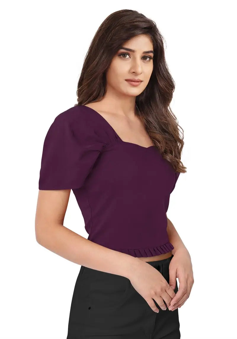 Women’s Classy Short Sleeves Square Neck Crop Top