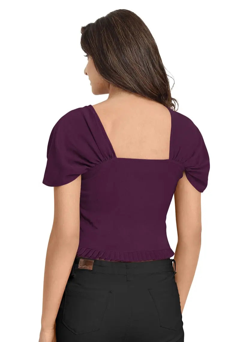 Women’s Classy Short Sleeves Square Neck Crop Top