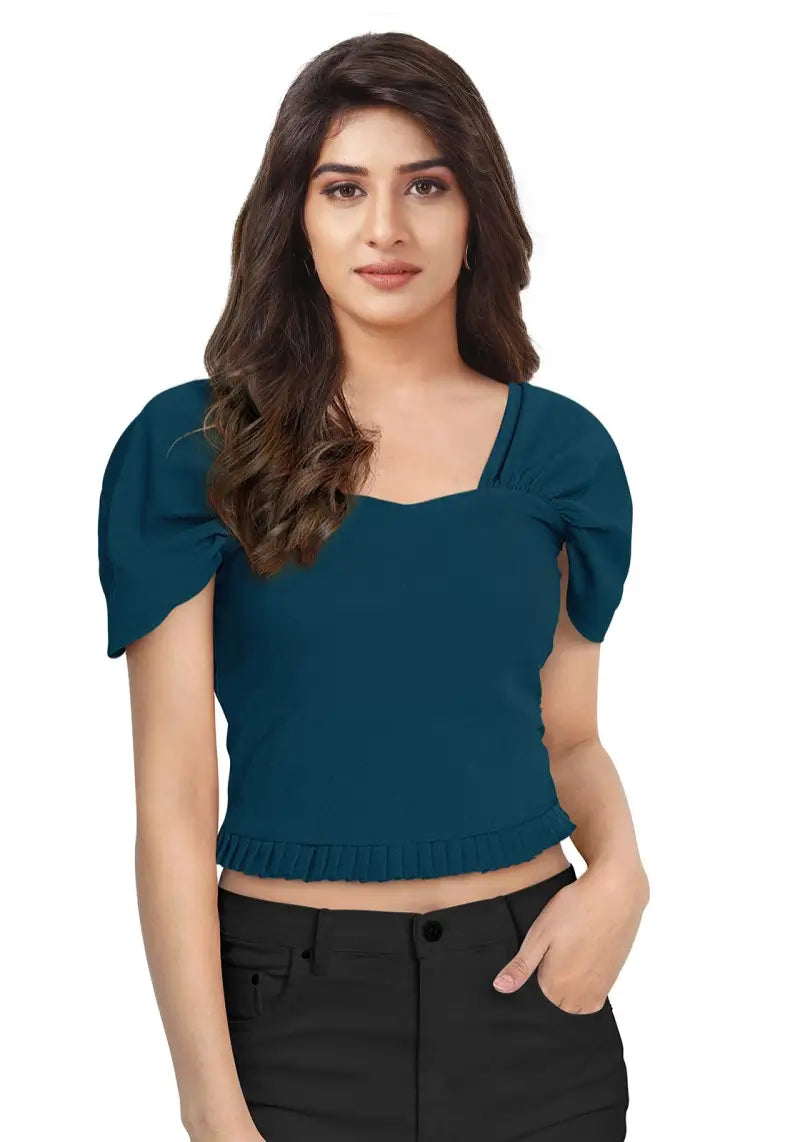 Women’s Classy Short Sleeves Square Neck Crop Top