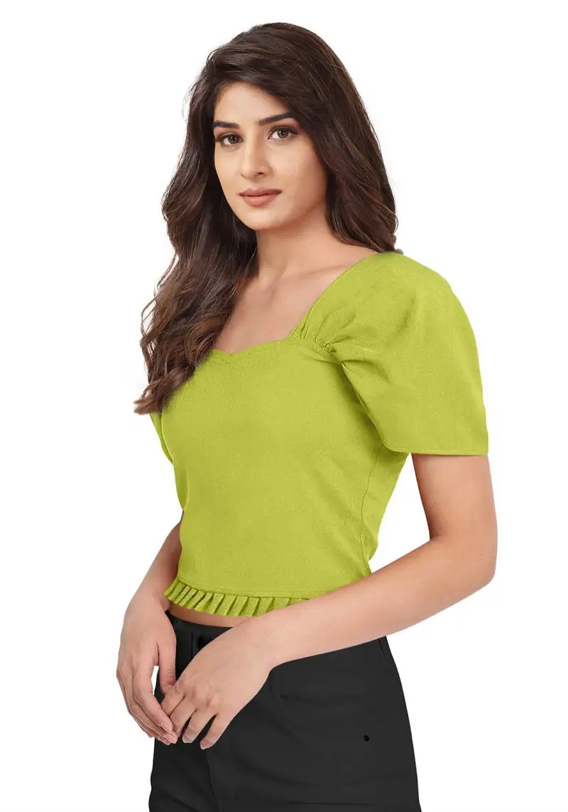 Women’s Classy Short Sleeves Square Neck Crop Top