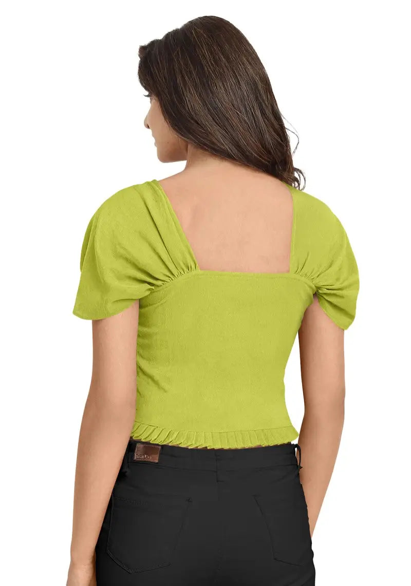 Women’s Classy Short Sleeves Square Neck Crop Top