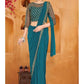 Designer Party Wear Lycra Saree With Stitched Blouse