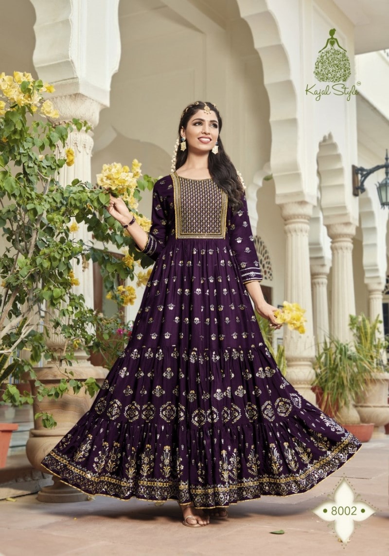 Purple Embroidered Designer Gown