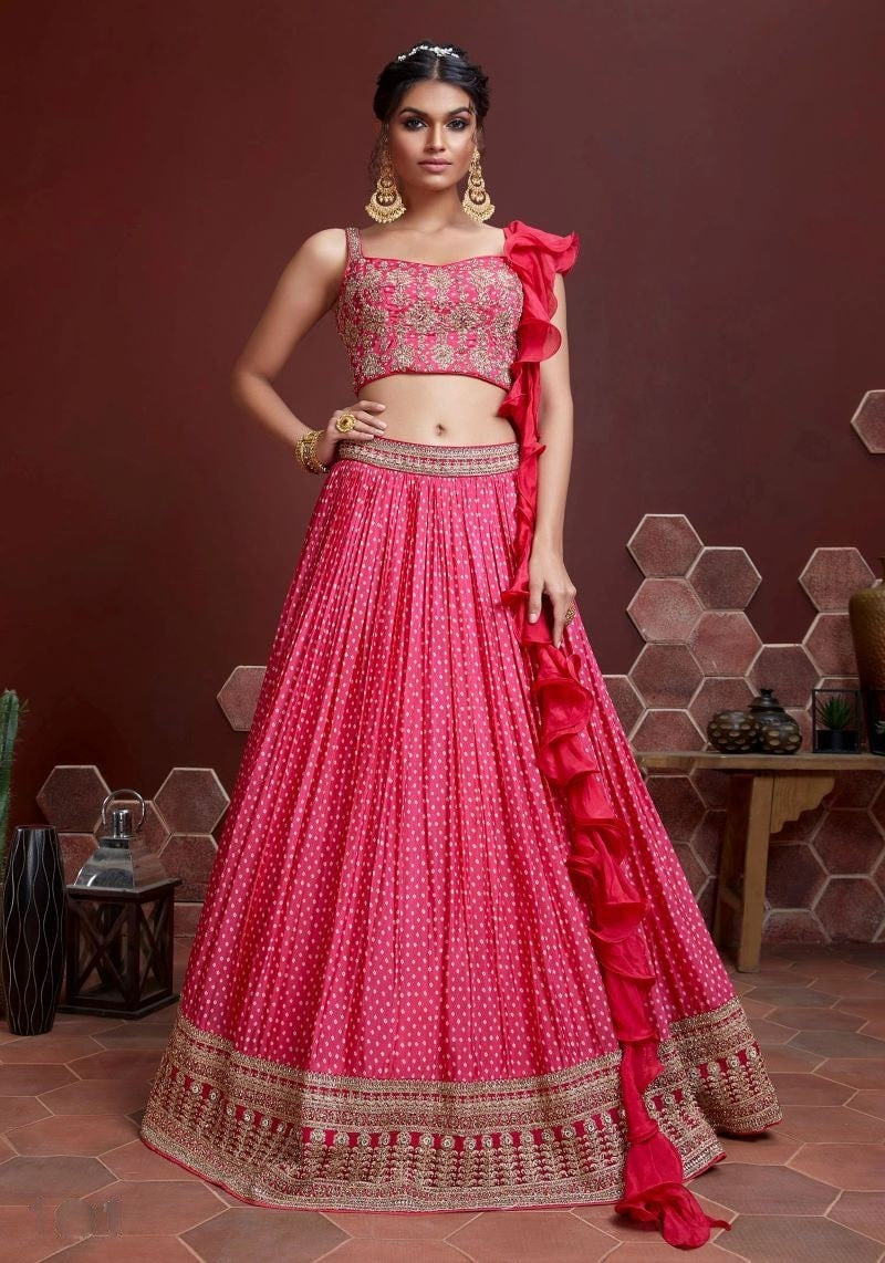 Digital Print Pretty Pink Party Wear Lehenga Choli