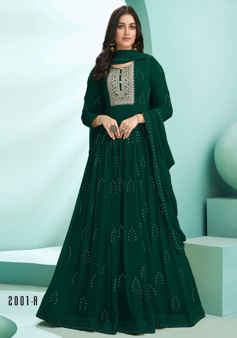 Designer Fox Georgette Zari Embroidered Semi Stitched Gown