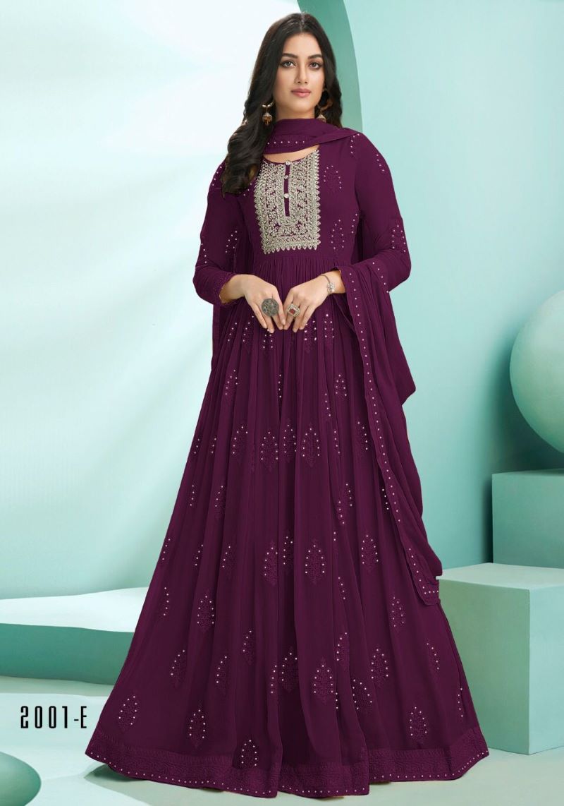 Designer Fox Georgette Zari Embroidered Semi Stitched Gown