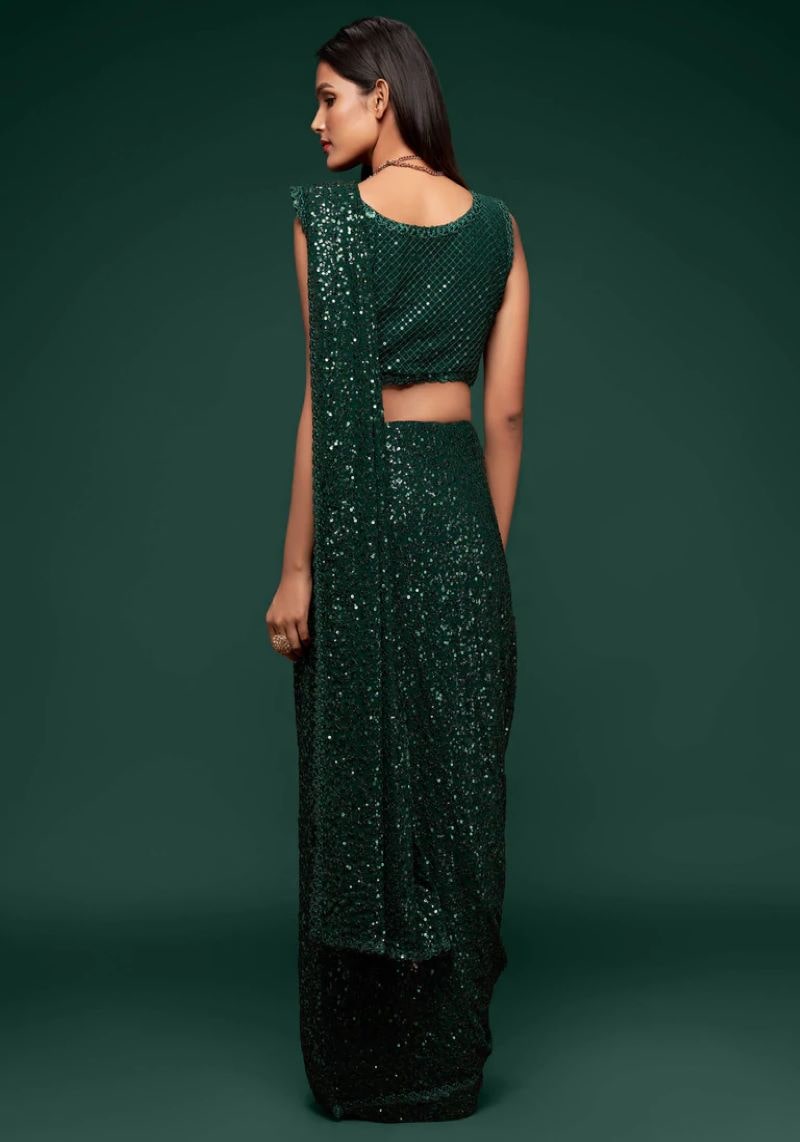 Multiple Sequins Embroidered Pure Georgette Saree