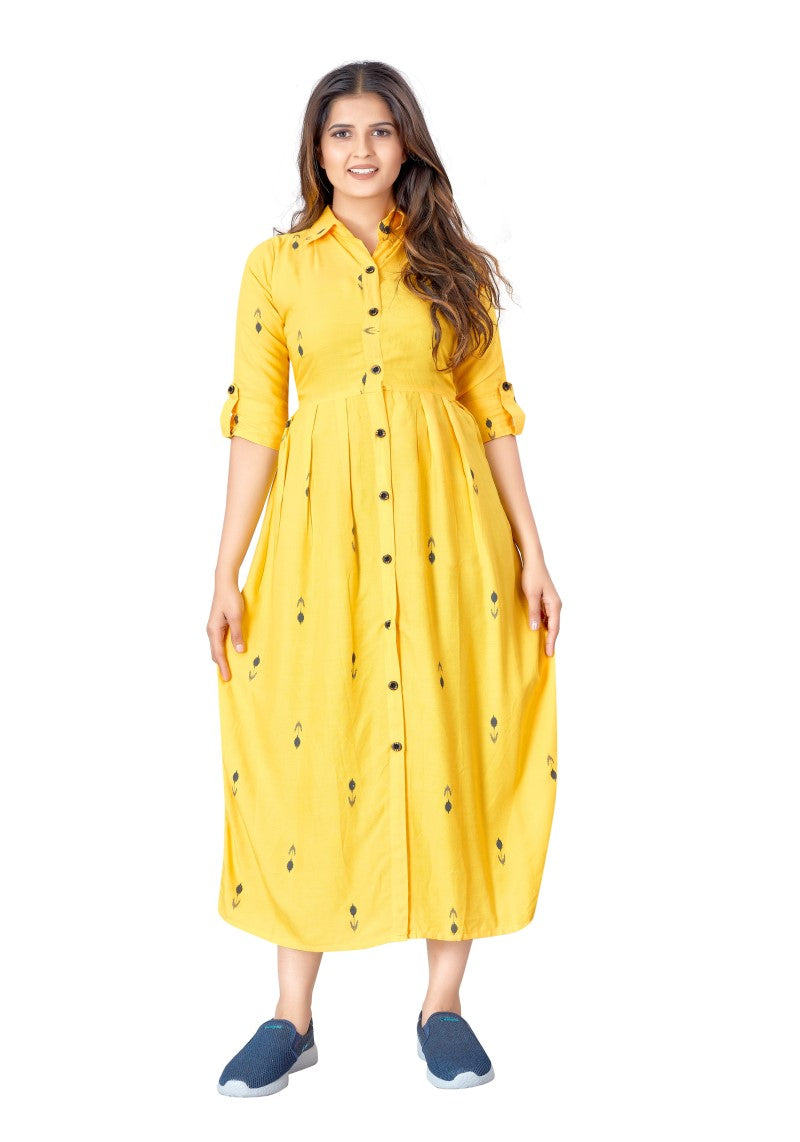 Women's Digital Printed Front Slit A line Maxi Dress