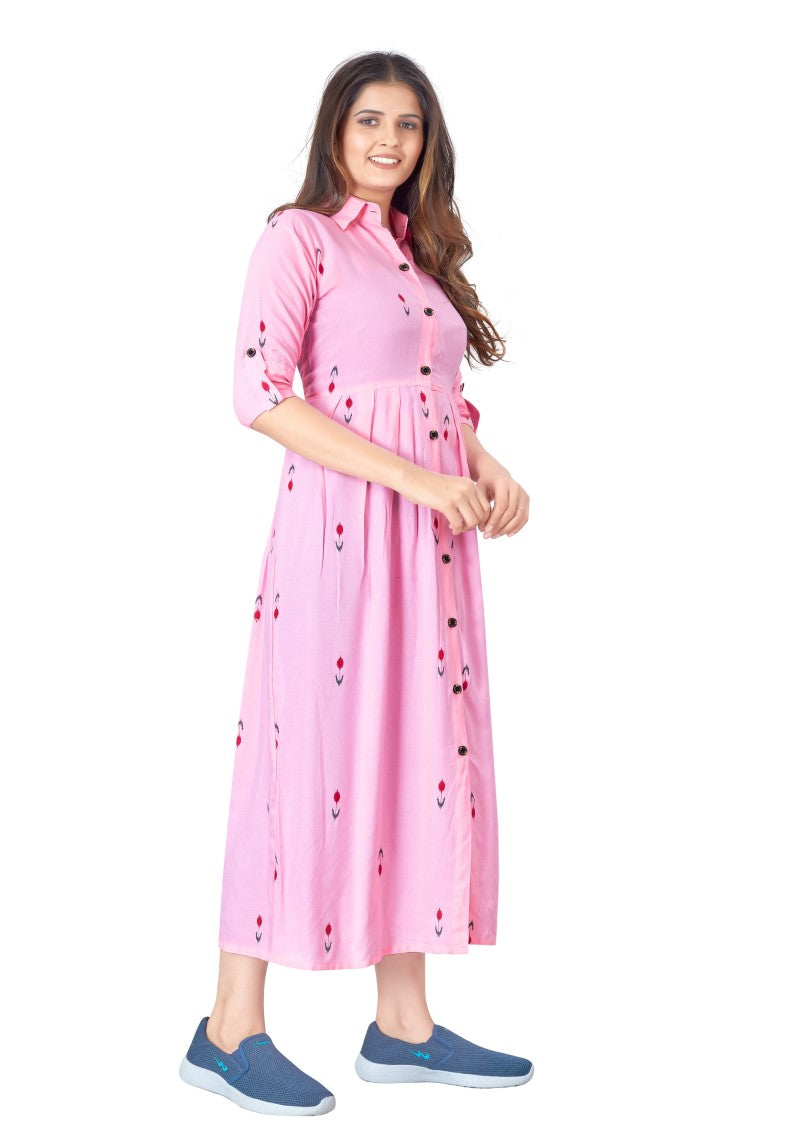 Women's Digital Printed Front Slit A line Maxi Dress