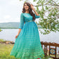 Turquoise-Green Flared Gown