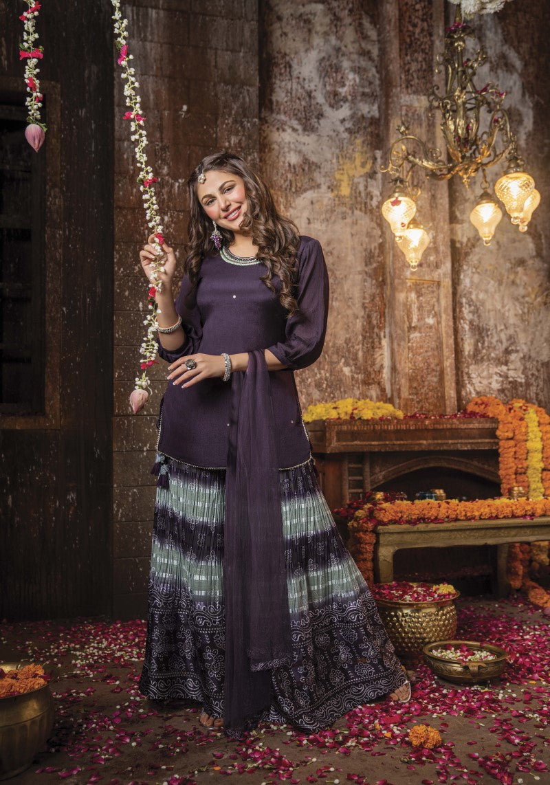 Purple Designer Kurti Full View