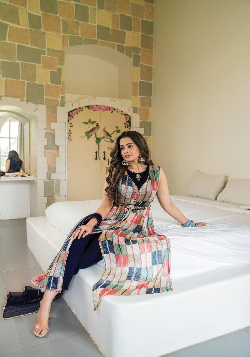 Crochet Kurti Pant Sitting Girl