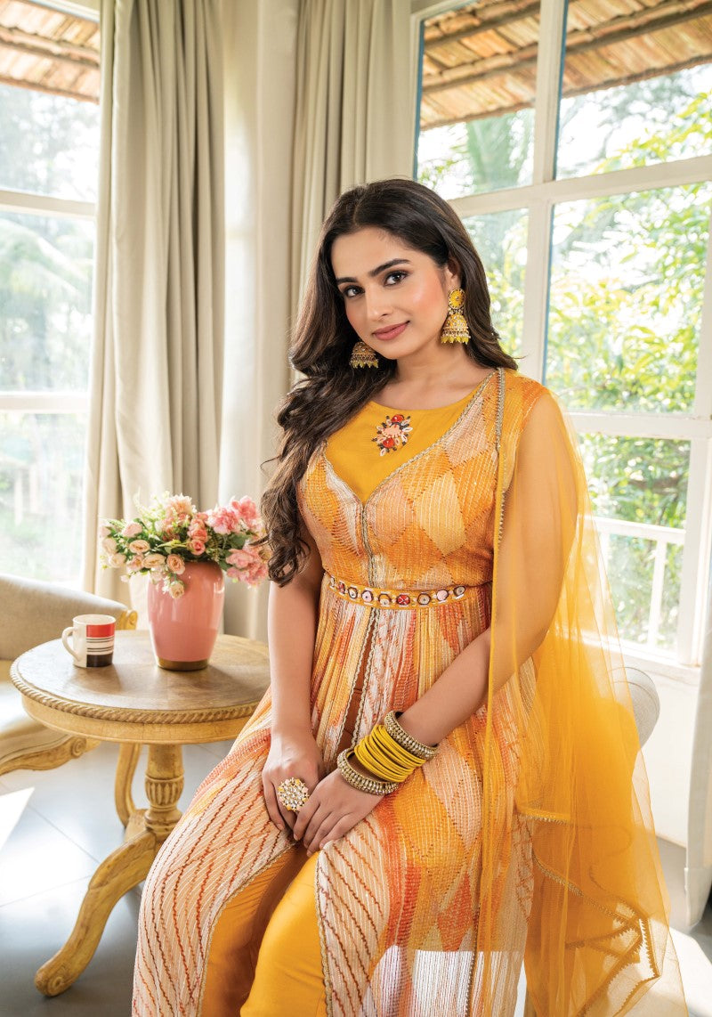 Kurti Pant With Net Dupatta Close View