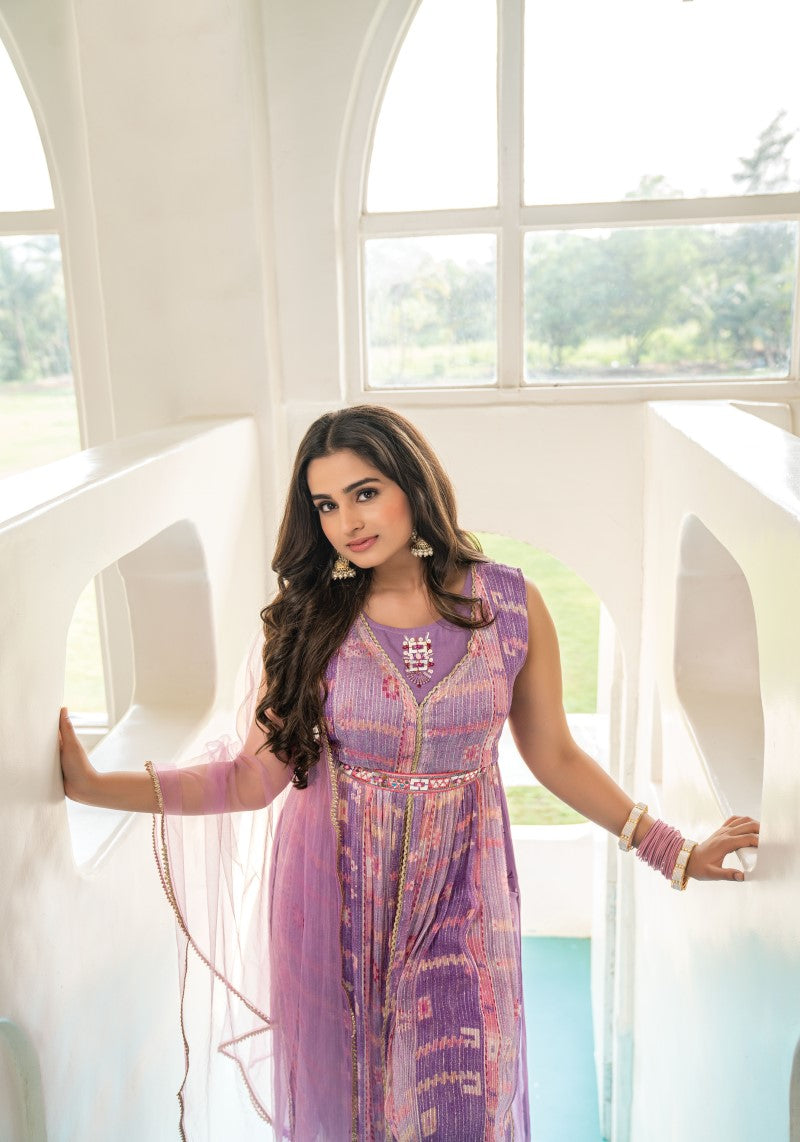 Lavender Kurti Pant Close View