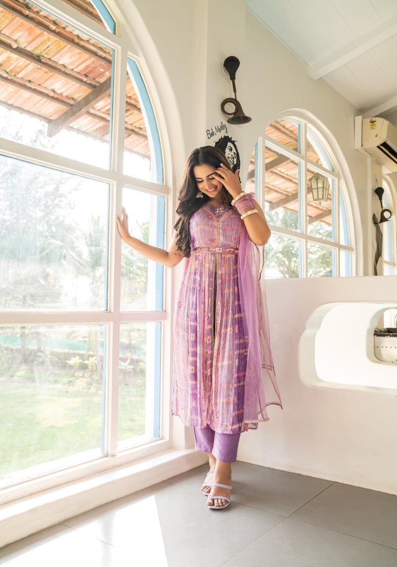Lavender Kurti Pant Full View