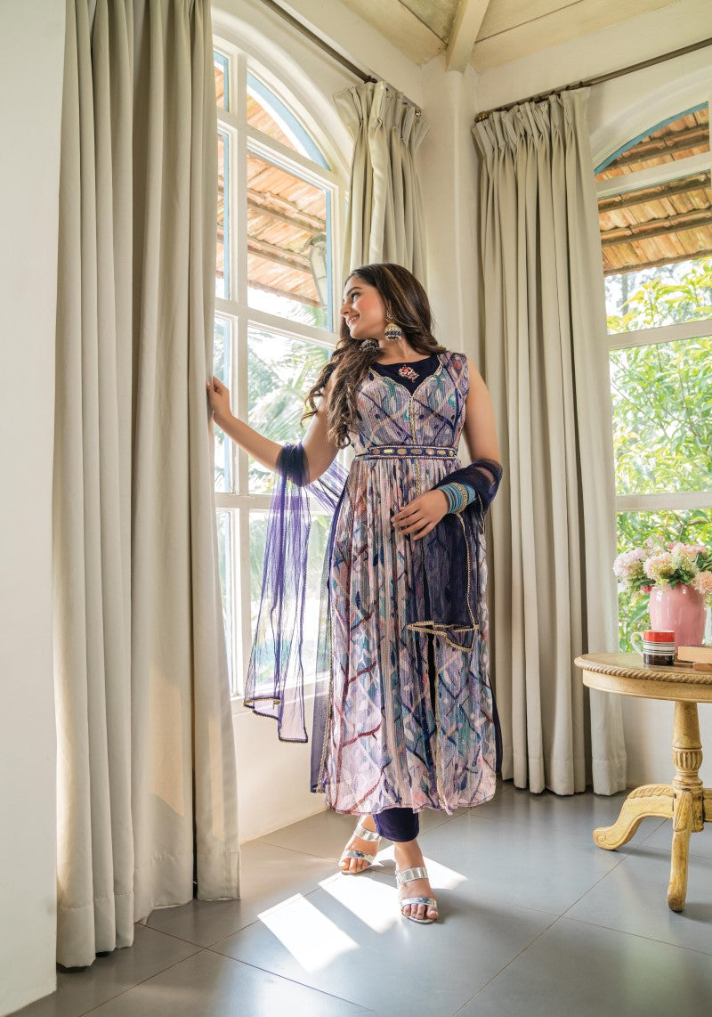 Blue Kurti Pant Full View