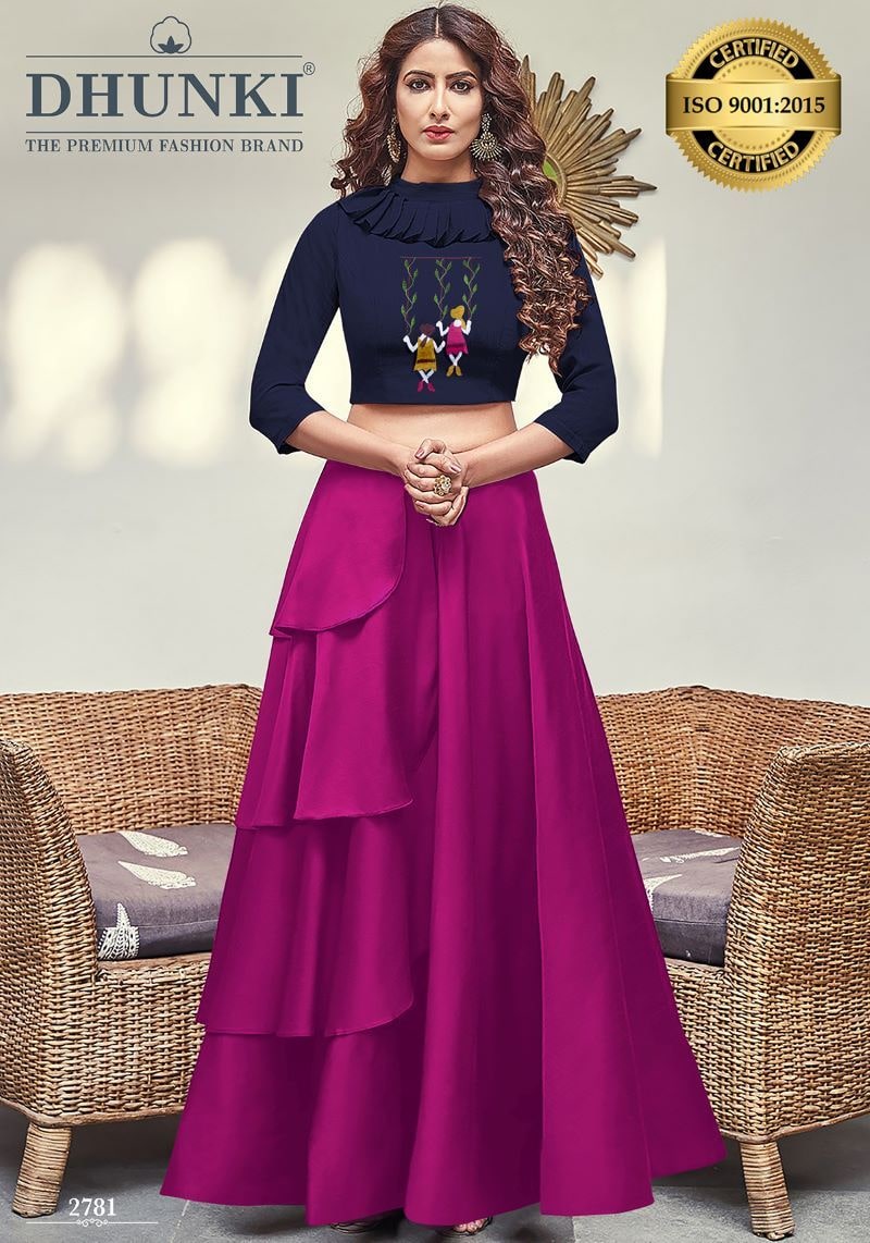 Designer Indo-western Skirt Dress with Unstitched Silk Top