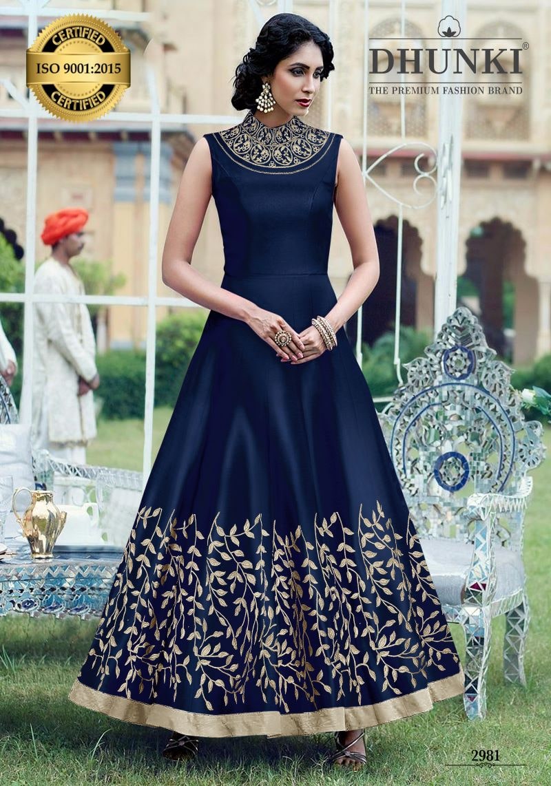 Fancy Embroidered Designer Silk Gown